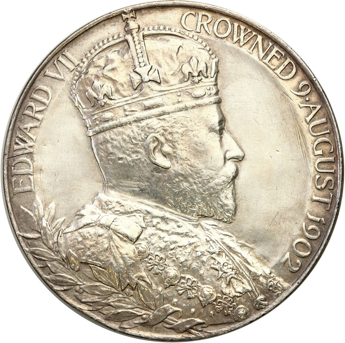 Wielka Brytania, Edward VII. 1901 – 1910, Oficjalny medal koronacyjny, 1902, srebro